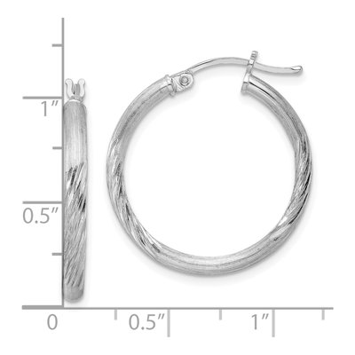 Sterling Silver 27mm Diamond-Cut Hoop Earrings – view 5