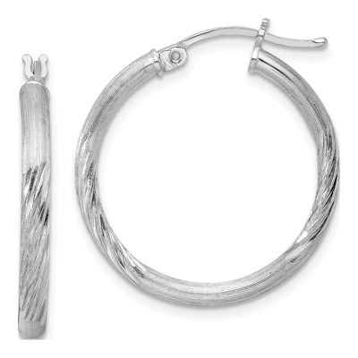 Sterling Silver 27mm Diamond-Cut Hoop Earrings