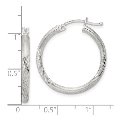 Sterling Silver 27mm Diamond-Cut Hoop Earrings – view 5