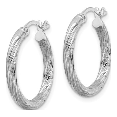Sterling Silver 22mm Diamond-Cut Hoop Earrings – view 3