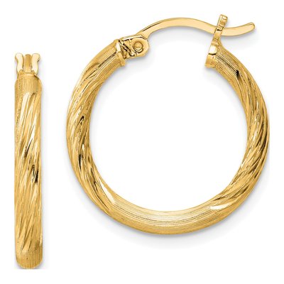 Gold-Plated Sterling Silver 22mm Gold-Flash Diamond-Cut Hoop Earrings