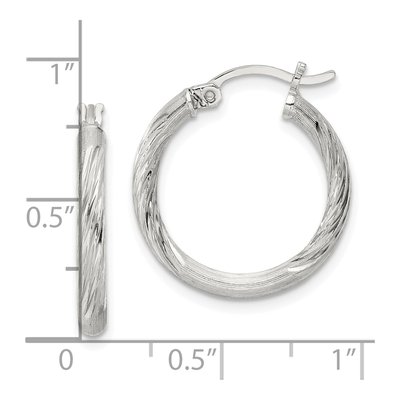 Sterling Silver 22mm Diamond-Cut Hoop Earrings – view 5