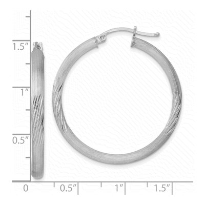 Sterling Silver 36mm Diamond-Cut Hoop Earrings – view 5