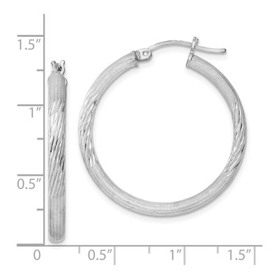 Sterling Silver 31mm Diamond-Cut Hoop Earrings – view 5