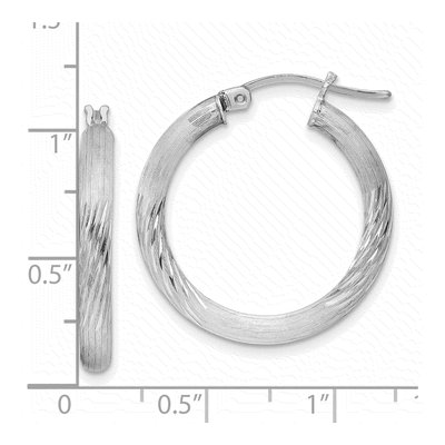 Sterling Silver 28mm Diamond-Cut Hoop Earrings – view 5