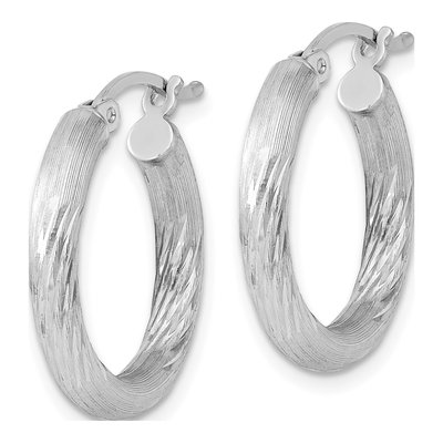 Sterling Silver 22mm Diamond-Cut Hoop Earrings – view 3