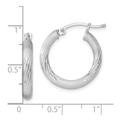 Sterling Silver 22mm Diamond-Cut Hoop Earrings – view 5