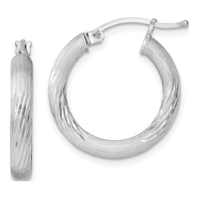 Sterling Silver 22mm Diamond-Cut Hoop Earrings