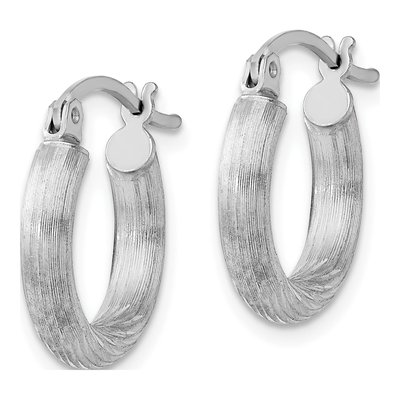 Sterling Silver 18mm Diamond-Cut Hoop Earrings – view 3