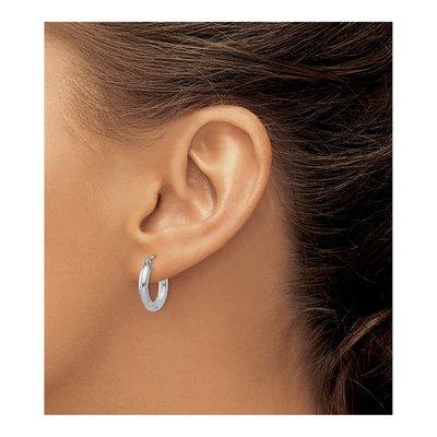 Sterling Silver 18mm Diamond-Cut Hoop Earrings – view 4