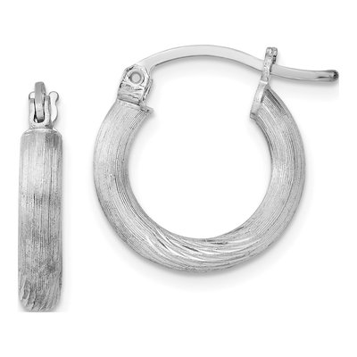 Sterling Silver 18mm Diamond-Cut Hoop Earrings