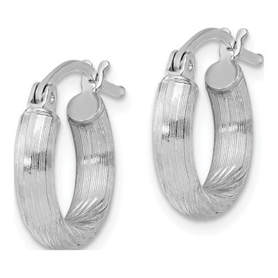 Sterling Silver 16mm Diamond-Cut Hoop Earrings – view 3