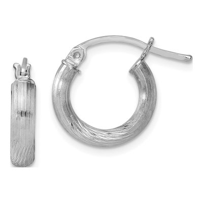 Sterling Silver 16mm Diamond-Cut Hoop Earrings