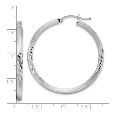 Sterling Silver 40mm Diamond-Cut Hoop Earrings – view 5