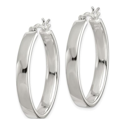 Sterling Silver 33mm Oval Hoop Earrings – view 3
