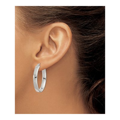Sterling Silver 33mm Oval Hoop Earrings – view 4