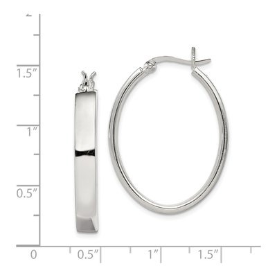 Sterling Silver 33mm Oval Hoop Earrings – view 5