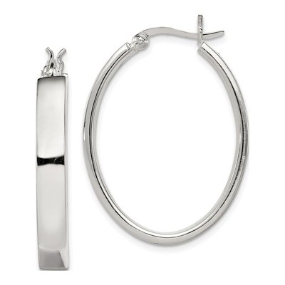 Sterling Silver 33mm Oval Hoop Earrings