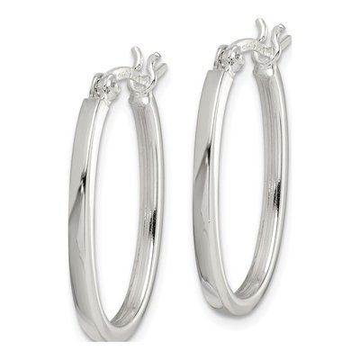 Sterling Silver Square Tube Oval Hoop Earrings – view 3