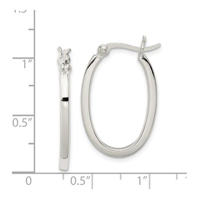 Sterling Silver Square Tube Oval Hoop Earrings – view 5