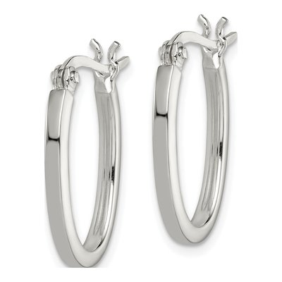 Sterling Silver Square Tube Oval Hoop Earrings – view 3