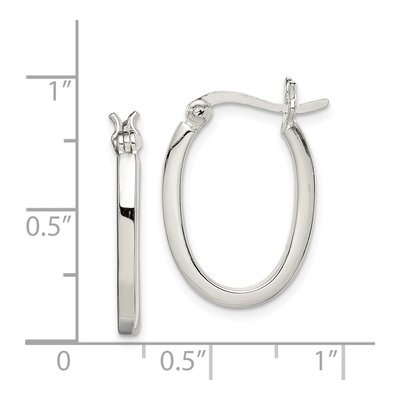 Sterling Silver Square Tube Oval Hoop Earrings – view 5