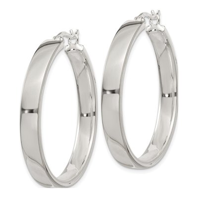 Sterling Silver 31mm Hollow Hoop Earrings – view 3