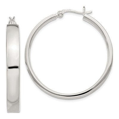 Sterling Silver 31mm Hollow Hoop Earrings