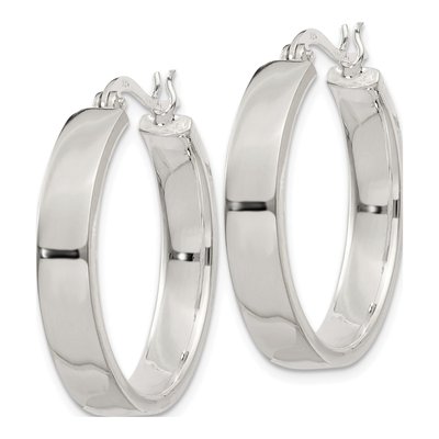Sterling Silver 27mm Hollow Hoop Earrings – view 3