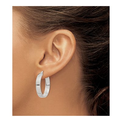 Sterling Silver 27mm Hollow Hoop Earrings – view 4