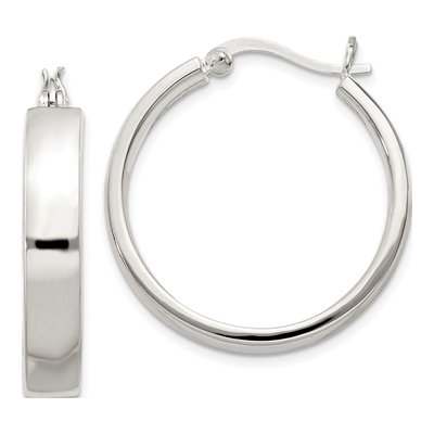 Sterling Silver 27mm Hollow Hoop Earrings