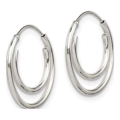 Sterling Silver 17mm Double Endless Hoop Earrings – view 3