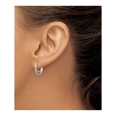 Sterling Silver 17mm Double Endless Hoop Earrings – view 4