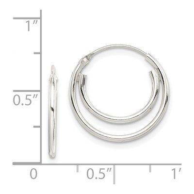 Sterling Silver 17mm Double Endless Hoop Earrings – view 5