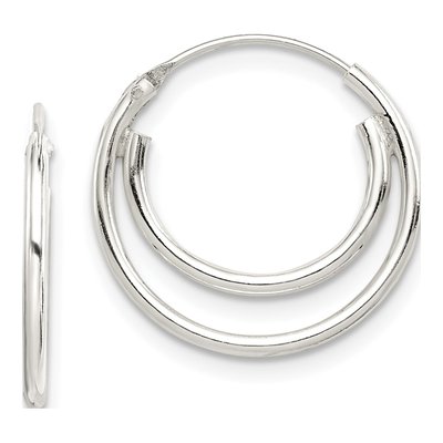 Sterling Silver 17mm Double Endless Hoop Earrings