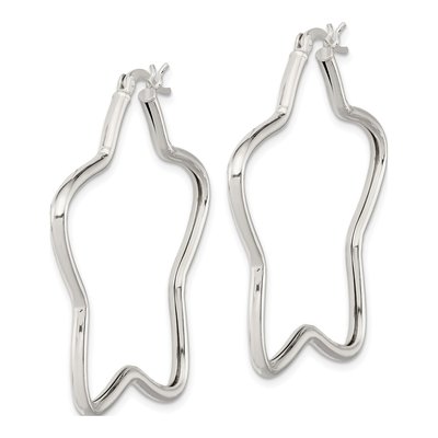 Sterling Silver 43mm Star Hoop Earrings – view 3
