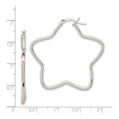 Sterling Silver 43mm Star Hoop Earrings – view 5