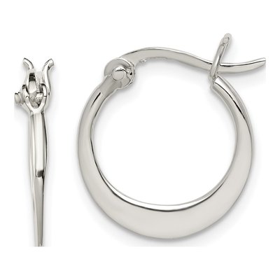Sterling Silver 18mm Tapered Round Hoop Earrings