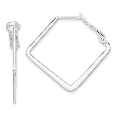 Sterling Silver 29mm Square Hoop Earrings