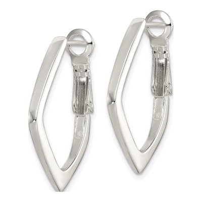 Sterling Silver 25mm Omega Back Hoop Earrings – view 3