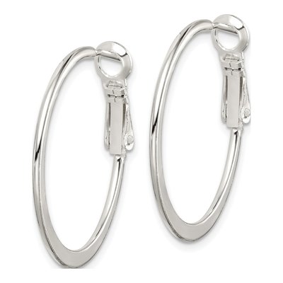 Sterling Silver 30mm Flat Hoop Earrings – view 3