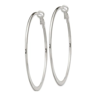 Sterling Silver 59mm Tapered Round Hoop Earrings – view 3