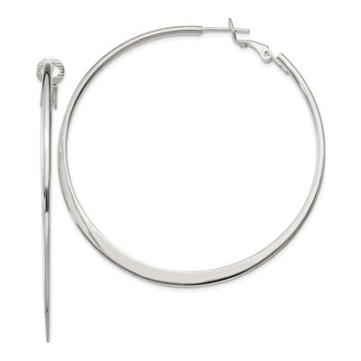Sterling Silver 59mm Tapered Round Hoop Earrings