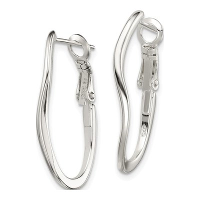 Sterling Silver 30mm Wavy Oval Hoop Earrings – view 3