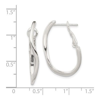 Sterling Silver 30mm Wavy Oval Hoop Earrings – view 5