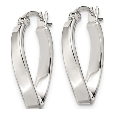 Sterling Silver 20mm Twisted Oval Hoop Earrings – view 3