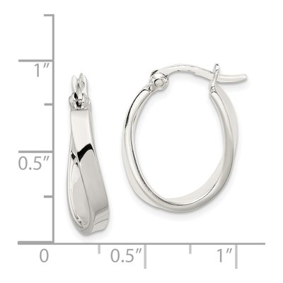Sterling Silver 20mm Twisted Oval Hoop Earrings – view 5