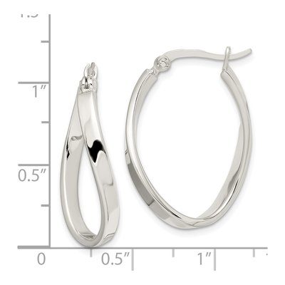 Sterling Silver 28mm Twisted Oval Hoop Earrings – view 5