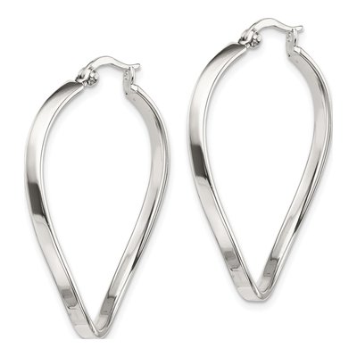 Sterling Silver 40mm Twisted Oval Hoop Earrings – view 3