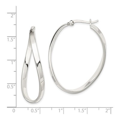 Sterling Silver 40mm Twisted Oval Hoop Earrings – view 5